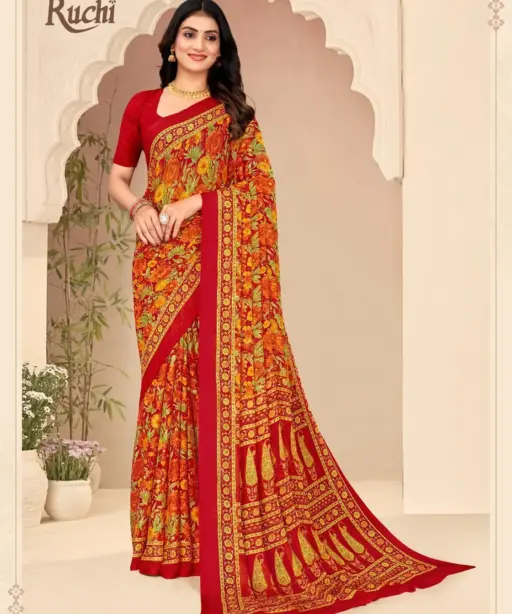 Ruchi Star Chiffon 205 Printed Casual Wear Saree Collection
