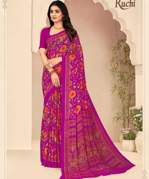 Ruchi Star Chiffon 205 Printed Casual Wear Saree Collection