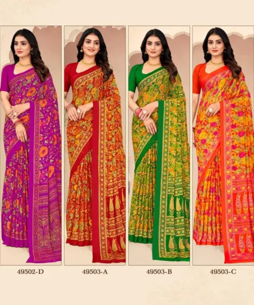 Ruchi Star Chiffon 205 Printed Casual Wear Saree Collection