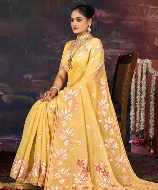 Saroj Saanjh Linen Saroski Vol 2 Linen with Saroski Worked Fancy Saree Collection