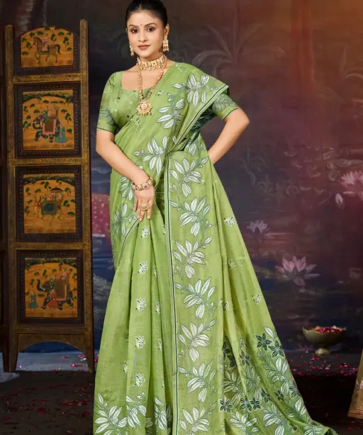 Saroj Saanjh Linen Saroski Vol 2 Linen with Saroski Worked Fancy Saree Collection