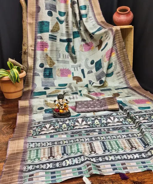 Scvc Radha Handloom Silk Ikkat Printed Fancy Saree Collection