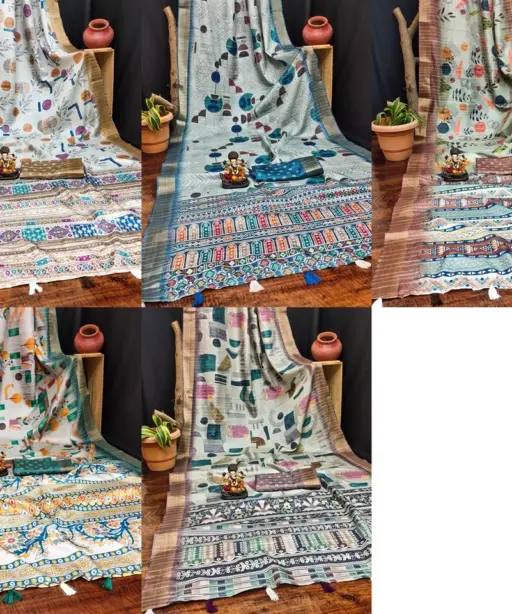 Scvc Radha Handloom Silk Ikkat Printed Fancy Saree Collection