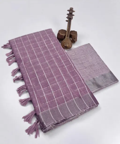 Scwt Linen a Linen Woven Tassel Daily Wear Saree Collection
