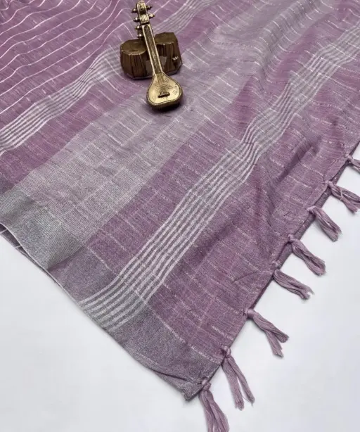 Scwt Linen a Linen Woven Tassel Daily Wear Saree Collection