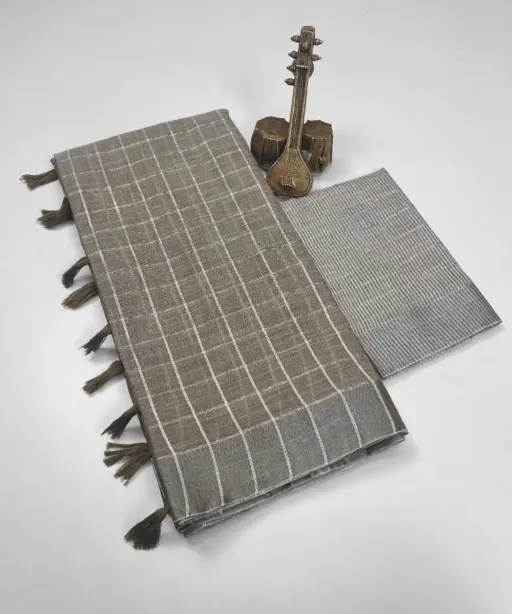 Scwt Linen a Linen Woven Tassel Daily Wear Saree Collection