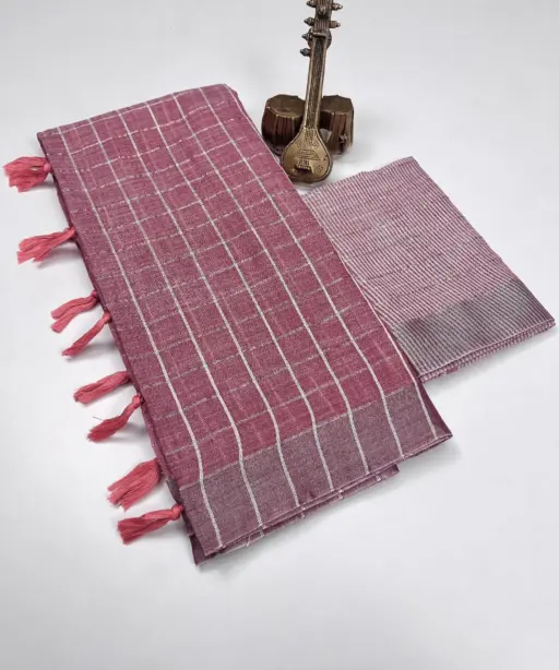 Scwt Linen a Linen Woven Tassel Daily Wear Saree Collection
