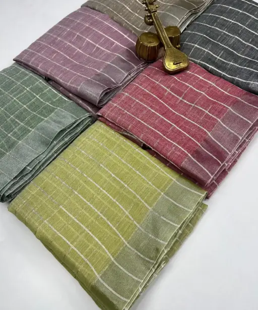 Scwt Linen a Linen Woven Tassel Daily Wear Saree Collection
