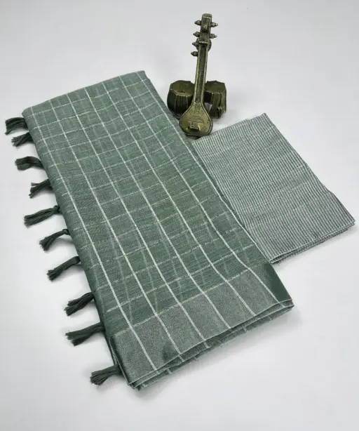 Scwt Linen a Linen Woven Tassel Daily Wear Saree Collection