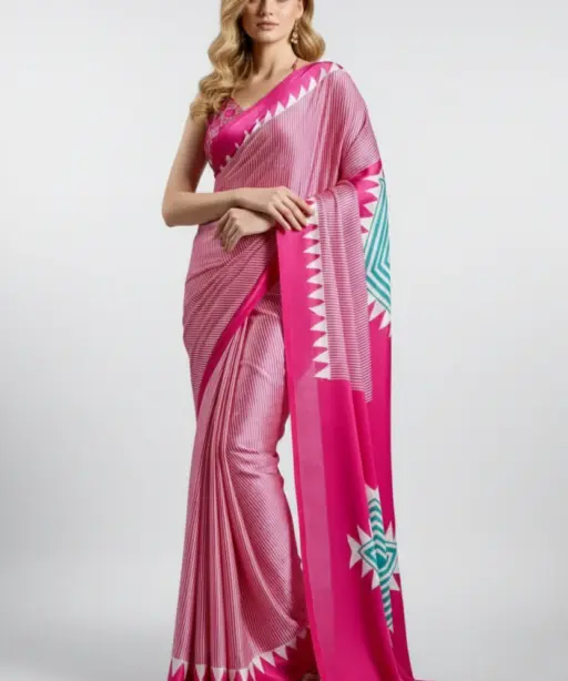 Sf Temple Japan Satin Ajrakh Printed Fancy Saree Collection