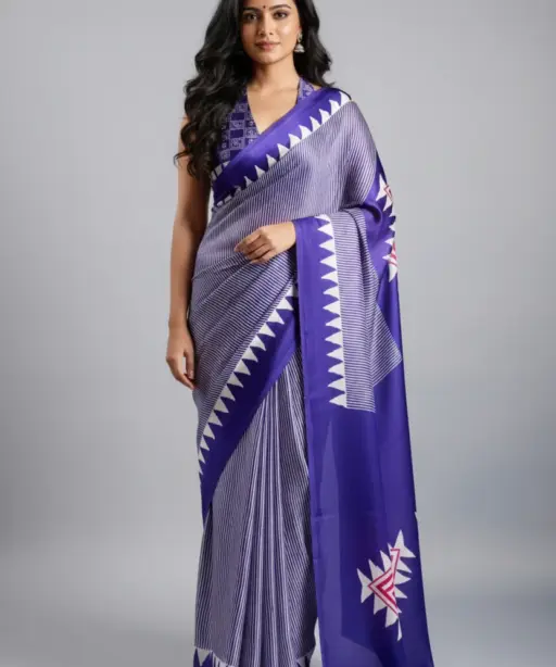 Sf Temple Japan Satin Ajrakh Printed Fancy Saree Collection