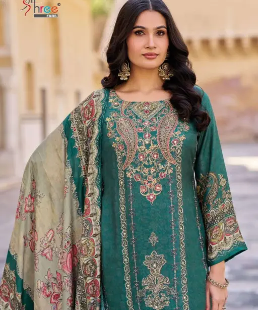 Shree Fab Design No - Kt - 313 Pure Viscose Muslin Digital Print Aari Handwork Pakistani Salwar Suit