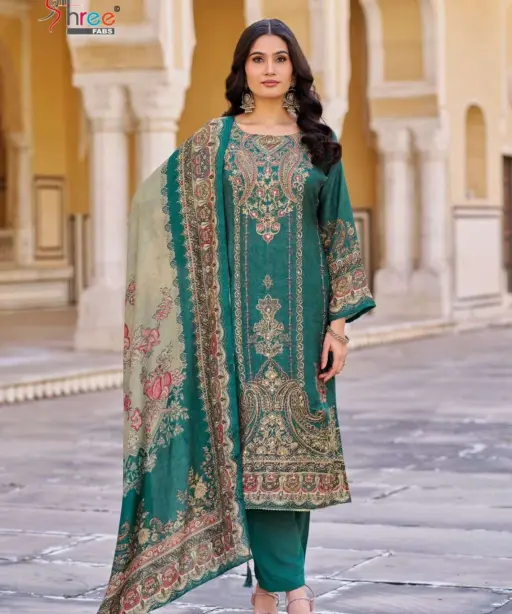 Shree Fab Design No - Kt - 313 Pure Viscose Muslin Digital Print Aari Handwork Pakistani Salwar Suit