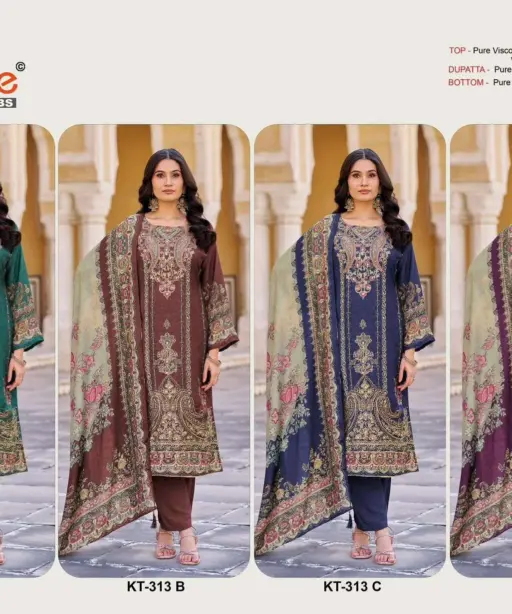Shree Fab Design No - Kt - 313 Pure Viscose Muslin Digital Print Aari Handwork Pakistani Salwar Suit