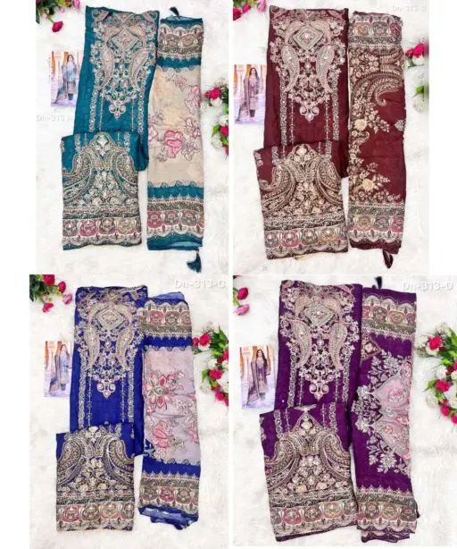 Shree Fab Design No - Kt - 313 Pure Viscose Muslin Digital Print Aari Handwork Pakistani Salwar Suit
