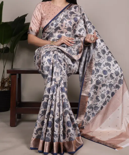 Taraa L 7055 Tussar Silk Printed Fancy Saree Collection