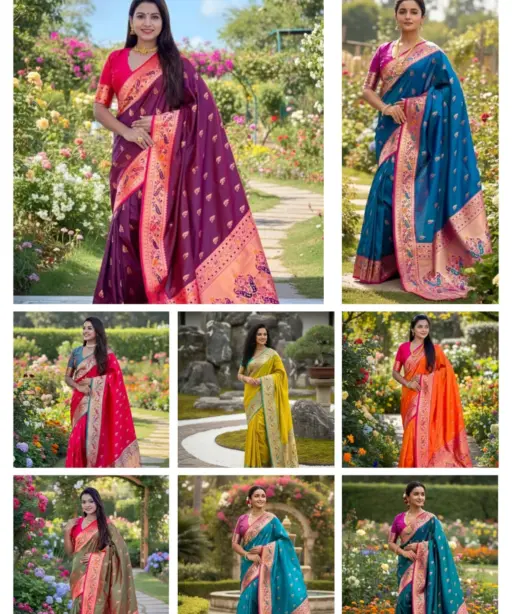 Vt 6079 T Banarasi Silk Meenakari Weaved Fancy Saree Collection