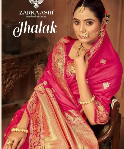 Zarkaashi Jhalak Katan Silk Festival Wear Saree Collection
