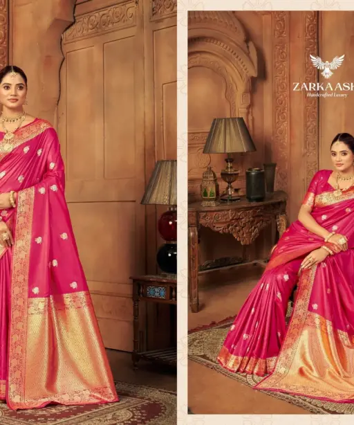 Zarkaashi Jhalak Katan Silk Festival Wear Saree Collection