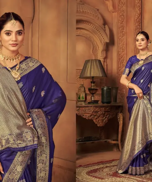 Zarkaashi Jhalak Katan Silk Festival Wear Saree Collection