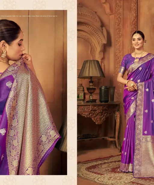Zarkaashi Jhalak Katan Silk Festival Wear Saree Collection