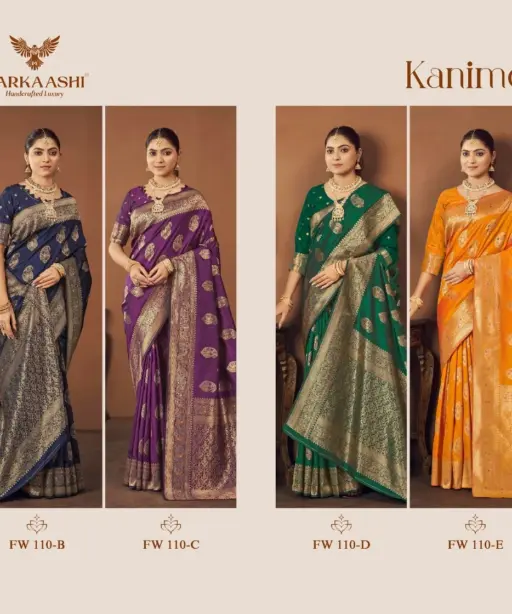 Zarkaashi Kanimoli Banarasi Katan Festival Wear Saree Collection
