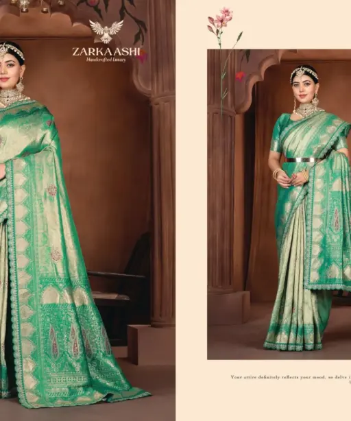 Zarkaashi Rajnandani Banarasi Tissue Embroidery Saree Collection