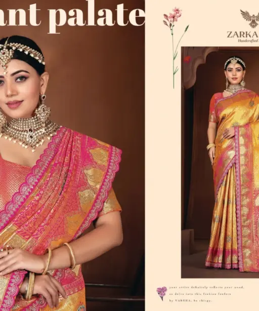 Zarkaashi Rajnandani Banarasi Tissue Embroidery Saree Collection