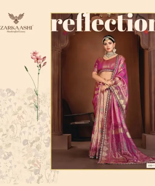 Zarkaashi Rajnandani Banarasi Tissue Embroidery Saree Collection