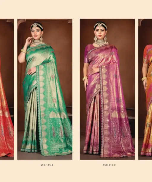 Zarkaashi Rajnandani Banarasi Tissue Embroidery Saree Collection