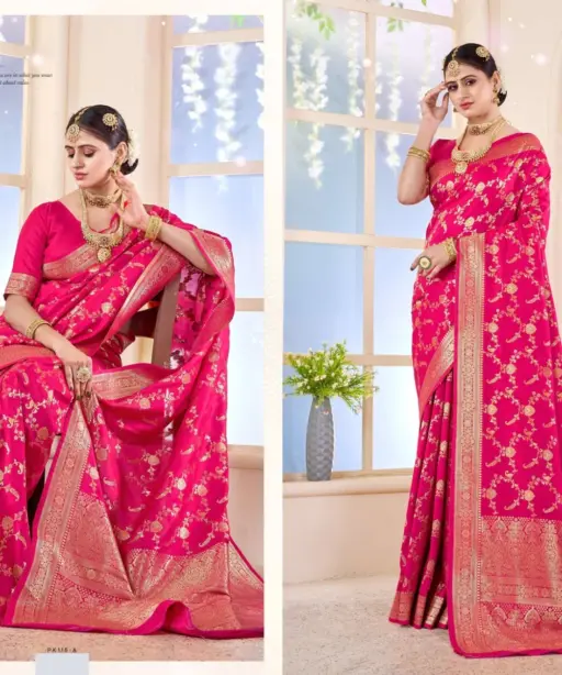 Zarkaashi Vishruti Katan Silk Festival Wear Saree Collection