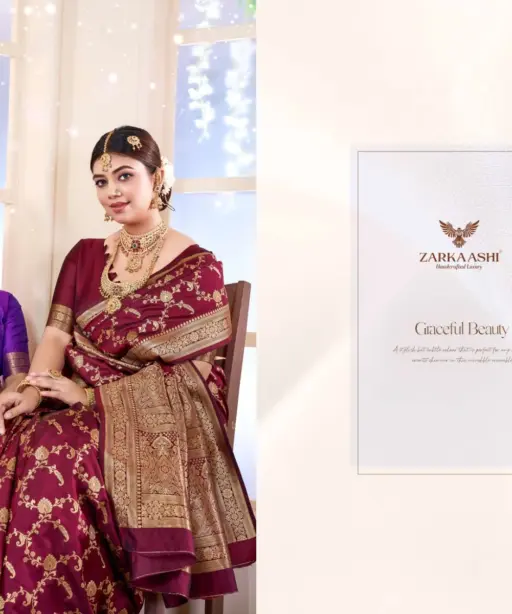 Zarkaashi Vishruti Katan Silk Festival Wear Saree Collection