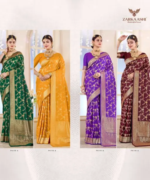 Zarkaashi Vishruti Katan Silk Festival Wear Saree Collection
