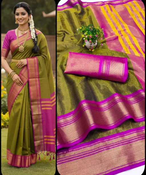 Aab Khan Football Kanchivaram Silk with Zari Pattern Saree Collection
