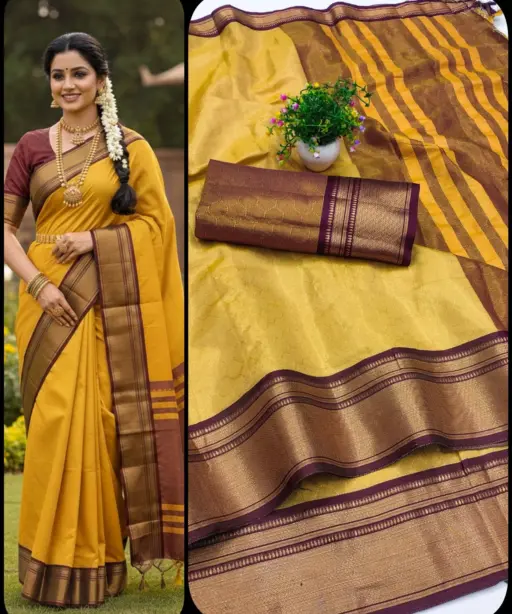 Aab Khan Football Kanchivaram Silk with Zari Pattern Saree Collection