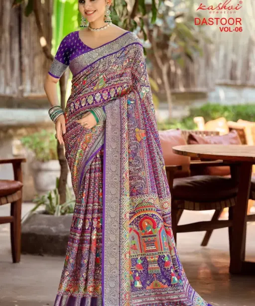 Kashvi Dastoor Vol 6 Viscose Bright Moss Foil Casual Wear Saree Collection
