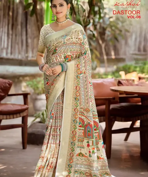 Kashvi Dastoor Vol 6 Viscose Bright Moss Foil Casual Wear Saree Collection
