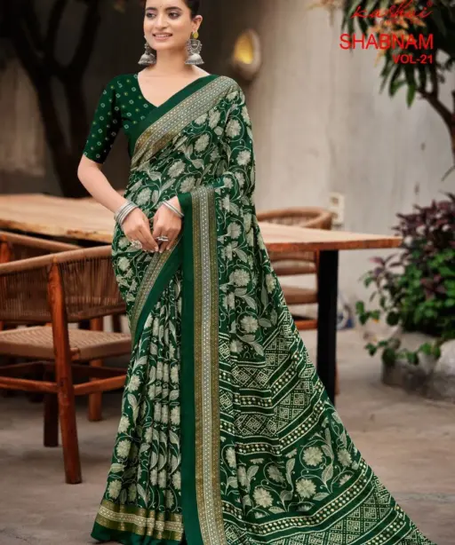 Kashvi Shabnam Vol 21 Dull Moss Foil Printed Fancy Saree Collection