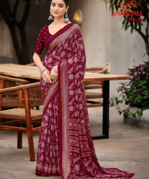 Kashvi Shabnam Vol 21 Dull Moss Foil Printed Fancy Saree Collection