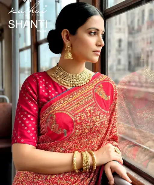 Kashvi Shanti Vol 9 Bright Moss Foil Printed Fancy Saree Collection