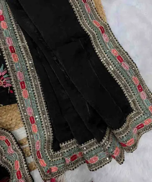 Kc 2093 Space Silk Multi Thread Sequence Embroidery Designer Saree Collection