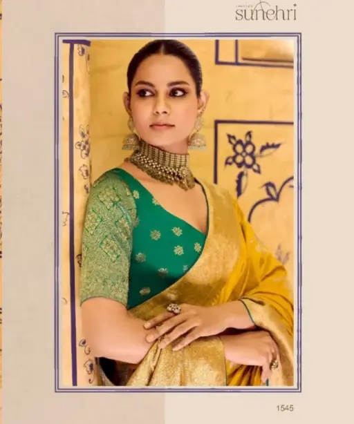 Kimora Rajmahal Banarasi Silk Border Work Festival Wear Saree Collection