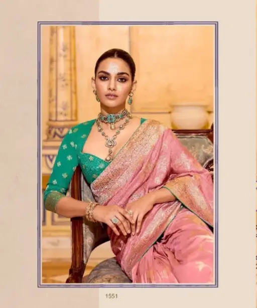 Kimora Rajmahal Banarasi Silk Border Work Festival Wear Saree Collection