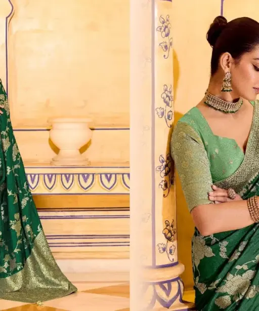 Kimora Rajmahal Banarasi Silk Border Work Festival Wear Saree Collection