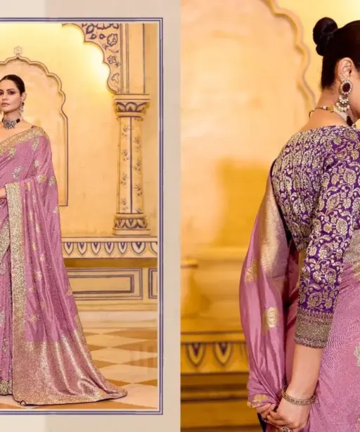 Kimora Rajmahal Banarasi Silk Border Work Festival Wear Saree Collection