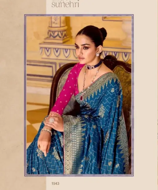 Kimora Rajmahal Banarasi Silk Border Work Festival Wear Saree Collection
