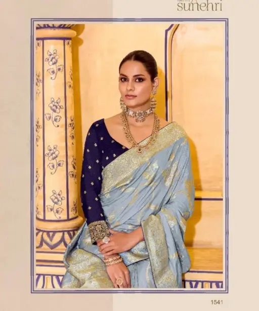 Kimora Rajmahal Banarasi Silk Border Work Festival Wear Saree Collection