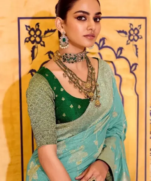 Kimora Rajmahal Banarasi Silk Border Work Festival Wear Saree Collection