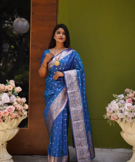 Mb 1132 Banarasi Silk Zari Weaving Saree Collection