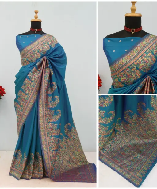 Mb 46 Pashmina Silk Woven Motifs Saree Collection